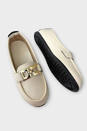 Kadın Tokalı Babet Ayakkabı BEJ