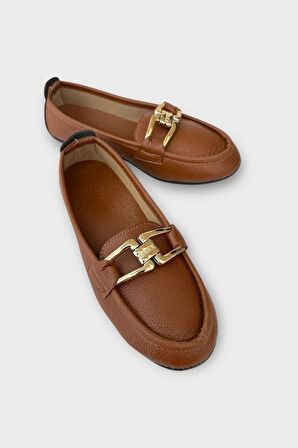 Kadın Tokalı Babet Ayakkabı TABA