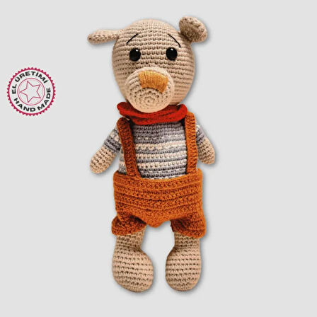 Uretti - gülnur 2184 - El Yapımı Amigurumi  Atkılı  Ayı 29cm - Bej