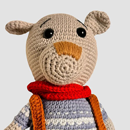 Uretti - gülnur 2184 - El Yapımı Amigurumi  Atkılı  Ayı 29cm - Bej
