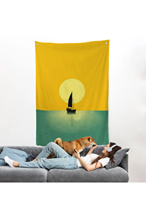 Okyanustaki Yelkenli Duvar Örtüsü-7532