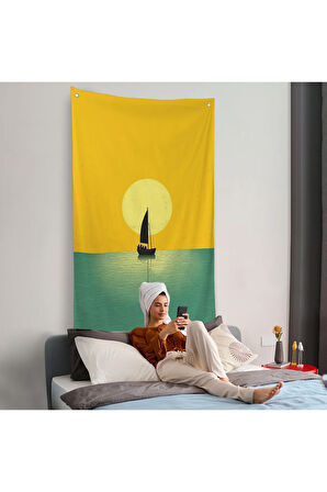 Okyanustaki Yelkenli Duvar Örtüsü-7532