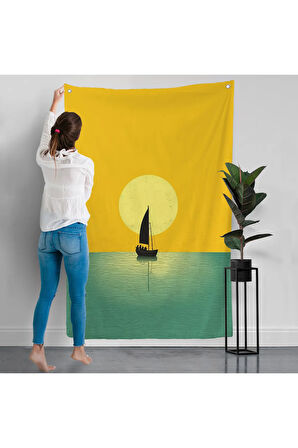 Okyanustaki Yelkenli Duvar Örtüsü-7532