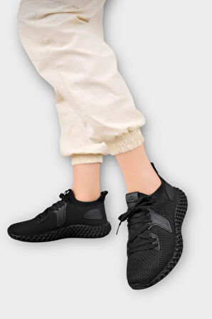 Unisex Triko Örme Sneaker Spor Ayakkabı SİYAH