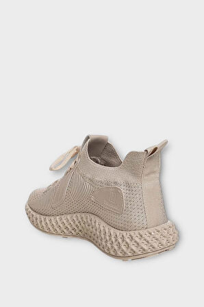 Unisex Triko Örme Sneaker Spor Ayakkabı BEJ
