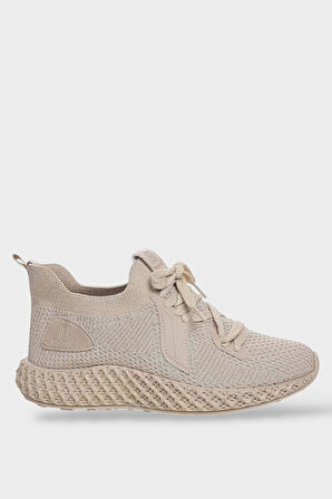 Unisex Triko Örme Sneaker Spor Ayakkabı BEJ