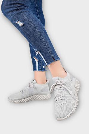 Unisex Triko Örme Sneaker Spor Ayakkabı GRİ