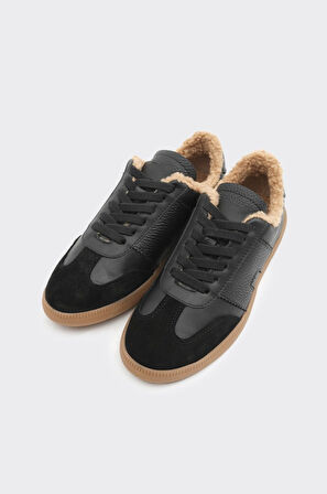 Hakiki Deri Comfort Taban Kürklü Kadın Sneaker
