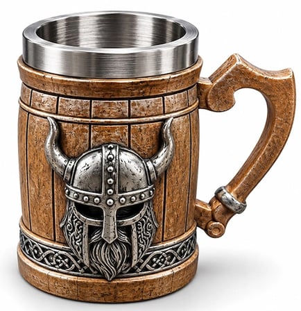 Viking Miğferi Figürlü 3D Kabartmalı Paslanmaz Çelik Kupa Bardak Alk6545