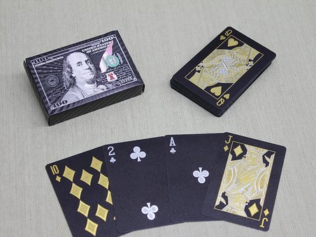 Gümüş Dolar Tasarımlı Siyah İskambil Oyun Kartı Liv537
