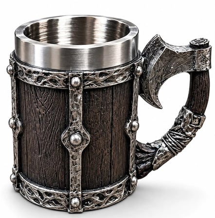 Viking Balta Kulplu 3D Paslanmaz Çelik Kupa Bardak Alk6263