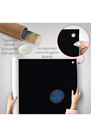 Ay Işığına Yürüyen Çocuk ve Dostu Duvar Örtüsü-7534