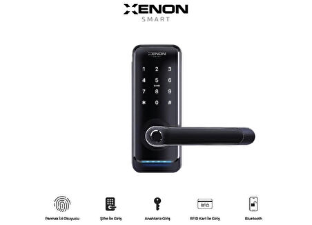 Xenon Smart X8056 Parmak İzi Dokunmatik Şifre Girişli Siyah Akıllı Kapı Kilidi