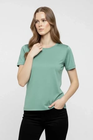 USLUCAN ALIŞVERİŞ T-Shirt Bisiklet Yaka Slim Fit Likralı Tişört Günlük Basic Body - Mint Yeşili