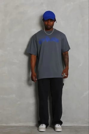 USLUCAN ALIŞVERİŞ Erkek Baskılı T-Shirt Kısa Kol Bisiklet Yaka Regular Fit Rahat Kalıp Günlük Tişört - Füme