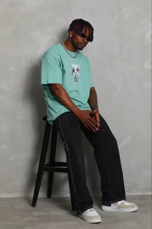 USLUCAN ALIŞVERİŞ Erkek Baskılı T-Shirt Kısa Kol Bisiklet Yaka Regular Fit Rahat Kalıp Günlük Tişört - Mint Yeşili