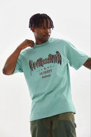 USLUCAN ALIŞVERİŞ Erkek Baskılı T-Shirt Kısa Kol Bisiklet Yaka Regular Fit Rahat Kalıp Günlük Tişört - Mint Yeşili