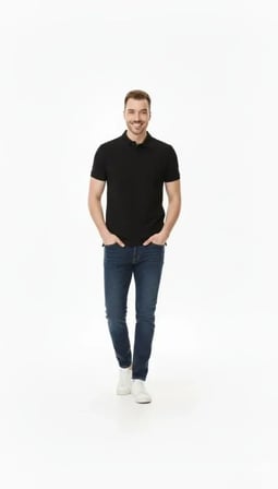 USLUCAN ALIŞVERİŞ Erkek Pike Kumaş Düğmeli Yaka Regular Fit Günlük Kısa Kol Tişört T-shirt - Siyah