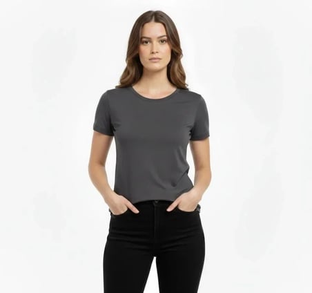 USLUCAN ALIŞVERİŞ T-Shirt Bisiklet Yaka Slim Fit Likralı Tişört Günlük Basic Body - Füme