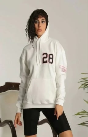 USLUCAN ALIŞVERİŞ Unisex Kapşonlu Baskılı Sweetshirt - Beyaz