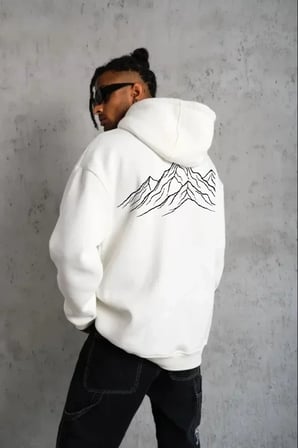 USLUCAN ALIŞVERİŞ Erkek Nihilist Penguen Özel Tasarım Oversize Kapüşonlu Sweatshirt - Beyaz
