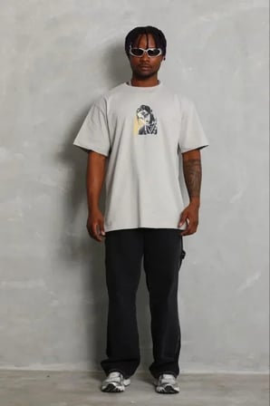 USLUCAN ALIŞVERİŞ Erkek Baskılı T-Shirt Kısa Kol Bisiklet Yaka Regular Fit Rahat Kalıp Günlük Tişört - Gri