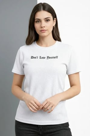 USLUCAN ALIŞVERİŞ Wafıl Kumaş Tişört Regular Kalıp Bisiklet Yaka Baskılı Günlük Basic T-Shirt - Beyaz