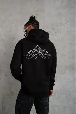 Erkek Nihilist Penguen Özel Tasarım Oversize Kapüşonlu Sweatshirt - Siyah