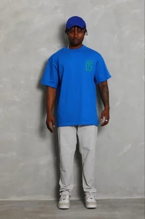 USLUCAN ALIŞVERİŞ Erkek Baskılı T-Shirt Kısa Kol Bisiklet Yaka Regular Fit Rahat Kalıp Günlük Tişört - Saks Mavisi