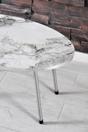 Zigon Sehpa ve Orta Sehpa Elips Gümüş Metal Ayak Gümüş Efes Set