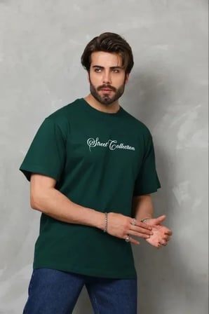 USLUCAN ALIŞVERİŞ Erkek Baskılı T-Shirt Kısa Kol Bisiklet Yaka Regular Fit Rahat Kalıp Günlük Tişört - Çağla Yeşili
