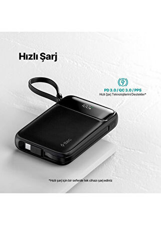 Ttec 2BB215 ReCharger Pro LCD 10.000mAh PD 22,5W Kablolu Taşınabilir Hızlı Şarj Aleti Powerbank