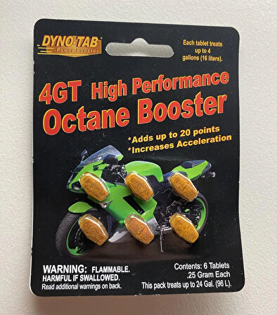 Dyno Tab Yüksek Performanslı Oktan Arttırıcı Motosiklet (6 kullanımlık) Made in USA