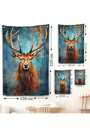 Suluboya Geyik Duvar Örtüsü-7536