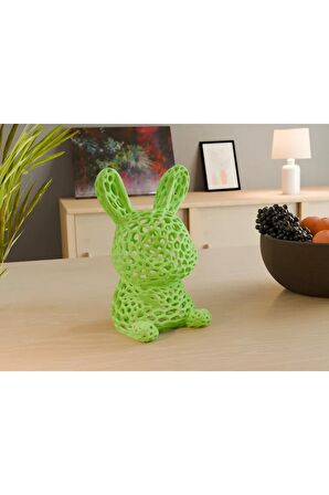 Modern Hayvanlar Biblo Masa Üstü Delikli Görünümlü Renkli Plastik 3 Tavşan Renk Tek Ebat Beden