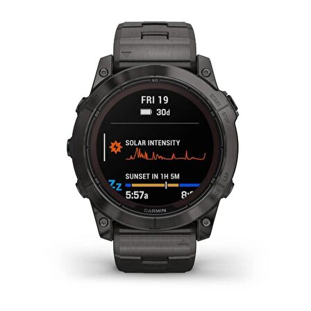 Garmin Fenix 7X Pro Sapphire Solar Karbon Gri DLC Titanyum - Tiyanyum Kayışlı