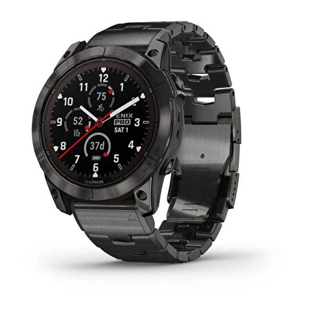 Garmin Fenix 7X Pro Sapphire Solar Karbon Gri DLC Titanyum - Tiyanyum Kayışlı