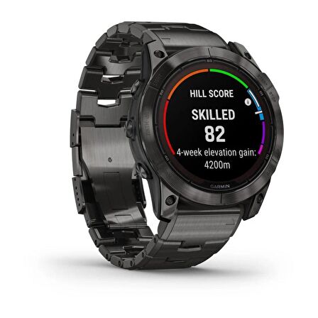 Garmin Fenix 7X Pro Sapphire Solar Karbon Gri DLC Titanyum - Tiyanyum Kayışlı