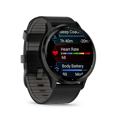 Garmin Venu 3 Siyah Deri Kayışlı