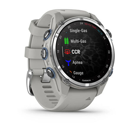 Garmin Descent Mk3 43 mm Paslanmaz Çelik Fog Gri Silikon Bantlı Akıllı Saat