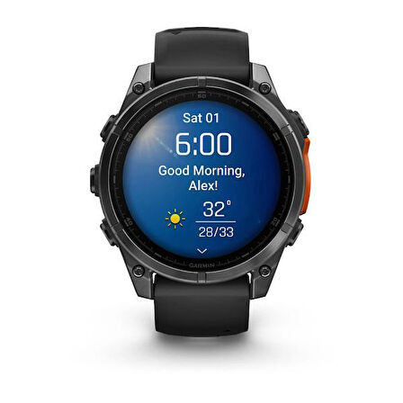 Garmin Fenix 8 - 47 mm, AMOLED - Slate Gri, Siyah Silikon Kayışlı