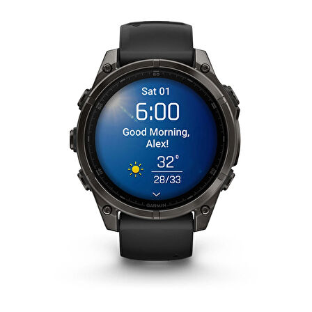 Garmin Fenix 8 – 47mm, AMOLED Sapphire Karbon Gri DLC Titanyum Siyah/Gri Kayışlı