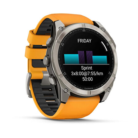 Garmin Fenix 8 – 51mm AMOLED Sapphire Titanyum Turuncu/Grafit Kayışlı