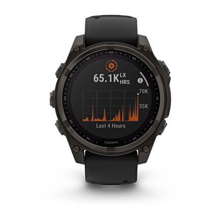 fenix 8 - 47 mm, Solar, Sapphire - Karbon Gri DLC Titanyum, Siyah/Gri Silikon Kayışlı