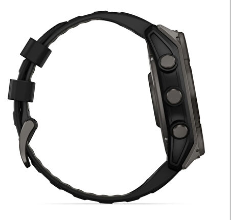 Garmin Fenix 8 – 51 mm Solar Sapphire Karbon gri DLC titanyum ve Siyah/çakıl grisi silikon kayış