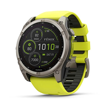 fenix 8 - 51 mm, Solar, Sapphire - Titanyum, Amp Sarı/Grafit Silikon Kayışlı
