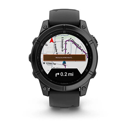 Garmin fenix E – 47 mm, AMOLED-Slate Gri, Siyah Silikon Kayışlı