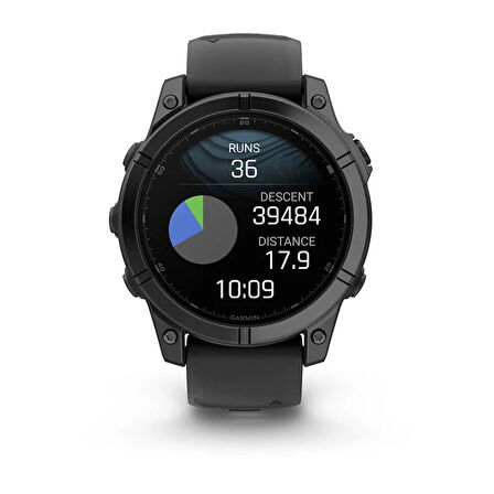 Garmin fenix E – 47 mm, AMOLED-Slate Gri, Siyah Silikon Kayışlı