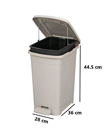 Omnipazar ELF-İ342 Slim Pedallı Plastik Çöp Kovası İç Kovalı 25 lt