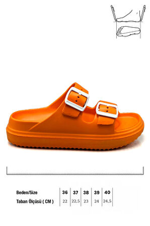 Sermoda Çift Toka Hafif Eva Yazlık Plaj Terliği Havuz Terliği Lavabo Terliği Turuncu
